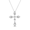 Thumbnail Image 1 of Marquise-Cut White Lab-Created Sapphire Cross Necklace Sterling Silver 18&quot;