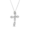 Thumbnail Image 2 of Marquise-Cut White Lab-Created Sapphire Cross Necklace Sterling Silver 18&quot;