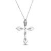 Thumbnail Image 3 of Marquise-Cut White Lab-Created Sapphire Cross Necklace Sterling Silver 18&quot;