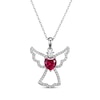 Thumbnail Image 1 of Heart-Shaped Lab-Created Ruby & White Lab-Created Sapphire Angel Necklace Sterling Silver 18&quot;