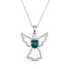 Thumbnail Image 1 of Heart-Shaped Lab-Created Emerald & White Lab-Created Sapphire Angel Necklace Sterling Silver 18&quot;