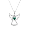 Thumbnail Image 3 of Heart-Shaped Lab-Created Emerald & White Lab-Created Sapphire Angel Necklace Sterling Silver 18&quot;