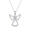 Thumbnail Image 1 of Heart-Shaped White Lab-Created Sapphire Angel Necklace Sterling Silver 18&quot;