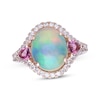 Thumbnail Image 1 of Oval-Cut Opal, Trillion-Cut Pink Tourmaline & Diamond Ring 3/8 ct tw 14K Rose Gold