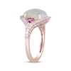 Thumbnail Image 2 of Oval-Cut Opal, Trillion-Cut Pink Tourmaline & Diamond Ring 3/8 ct tw 14K Rose Gold