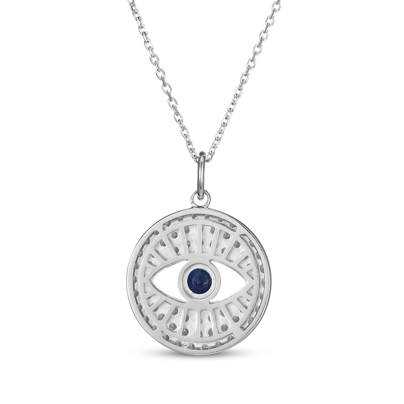 Main Image 3 of Blue & White Lab-Created Sapphire Evil Eye Necklace Sterling Silver 18&quot;