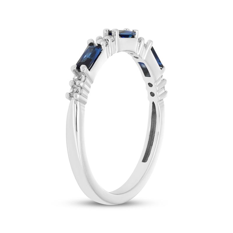 Baguette-Cut Blue & White Lab-Created Sapphire Ring Sterling Silver