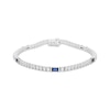 Thumbnail Image 1 of Baguette-Cut Blue & White Lab-Created Sapphire Bracelet Sterling Silver 7.25&quot;