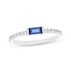 Thumbnail Image 1 of Baguette-Cut Blue Lab-Created Sapphire & White Lab-Created Sapphire Ring Sterling Silver