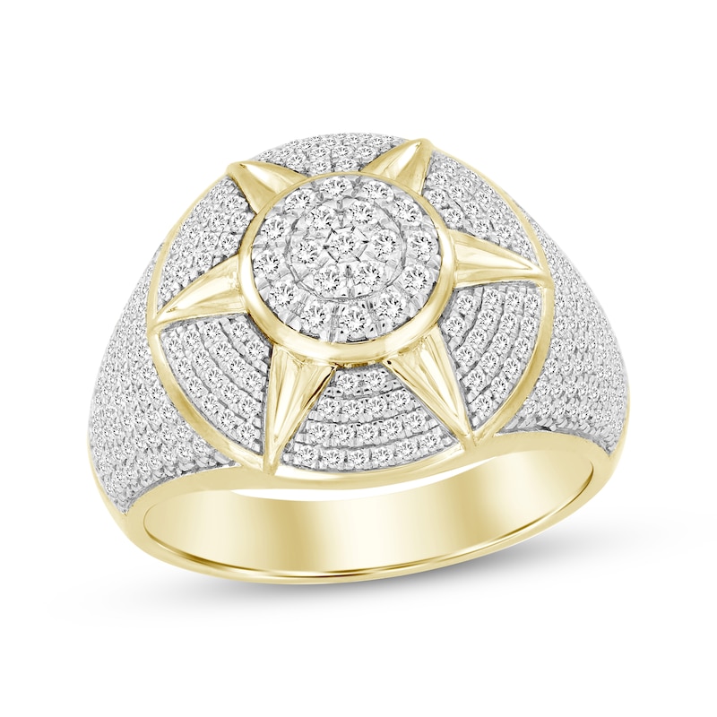 Men's Multi-Diamond Center Star Ring 1 ct tw 10K Yellow Gold | Kay Outlet