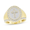 Thumbnail Image 0 of Men's Baguette & Round-Cut Diamond Cross Oval Ring 1/2 ct tw 10K Yellow Gold