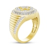 Thumbnail Image 1 of Men's Baguette & Round-Cut Diamond Cross Oval Ring 1/2 ct tw 10K Yellow Gold