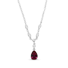 Thumbnail Image 1 of Pear-Shaped Lab-Created Ruby & White Lab-Created Sapphire Y-Drop Necklace Sterling Silver 18&quot;