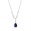 Thumbnail Image 1 of Pear-Shaped Blue & White Lab-Created Sapphire Y-Drop Necklace Sterling Silver 18&quot;