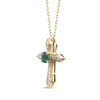 Thumbnail Image 2 of Round-Cut Emerald & Diamond Cross Necklace 1/15 ct tw 10K Yellow Gold 18&quot;