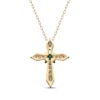 Thumbnail Image 3 of Round-Cut Emerald & Diamond Cross Necklace 1/15 ct tw 10K Yellow Gold 18&quot;