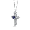 Thumbnail Image 2 of Blue Sapphire & Diamond Cross Necklace 1/15 ct tw 10K White Gold 18&quot;