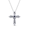 Thumbnail Image 3 of Blue Sapphire & Diamond Cross Necklace 1/15 ct tw 10K White Gold 18&quot;