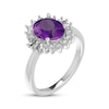 Thumbnail Image 1 of Oval-Cut Amethyst & White Lab-Created Sapphire Starburst Ring Sterling Silver