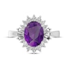 Thumbnail Image 2 of Oval-Cut Amethyst & White Lab-Created Sapphire Starburst Ring Sterling Silver