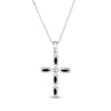 Thumbnail Image 2 of Marquise-Cut Blue Lab-Created Sapphire & Diamond Accent Cross Necklace Sterling Silver 18"