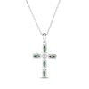 Thumbnail Image 2 of Marquise-Cut Lab-Created Emerald & Diamond Accent Cross Necklace Sterling Silver 18"