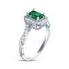 Thumbnail Image 2 of Emerald-Cut Lab-Created Emerald & White Lab-Created Sapphire Ring Sterling Silver