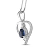 Thumbnail Image 1 of Pear-Shaped Blue Lab-Created Sapphire & White Lab-Created Sapphire Heart Twist Necklace Sterling Silver 18"