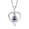 Thumbnail Image 2 of Pear-Shaped Blue Lab-Created Sapphire & White Lab-Created Sapphire Heart Twist Necklace Sterling Silver 18"