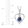 Thumbnail Image 4 of Pear-Shaped Blue Lab-Created Sapphire & White Lab-Created Sapphire Heart Twist Necklace Sterling Silver 18"