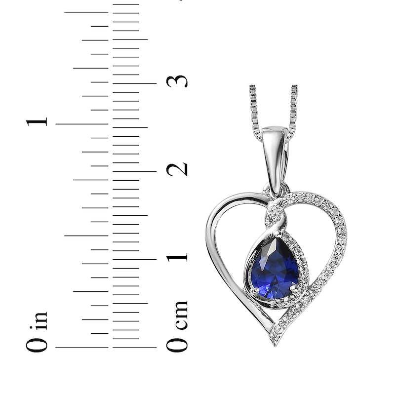 Pear-Shaped Blue Lab-Created Sapphire & White Lab-Created Sapphire Heart Twist Necklace Sterling Silver 18"