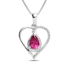 Thumbnail Image 0 of Pear-Shaped Lab-Created Ruby & White Lab-Created Sapphire Heart Necklace Sterling Silver 18"