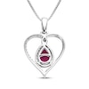 Thumbnail Image 2 of Pear-Shaped Lab-Created Ruby & White Lab-Created Sapphire Heart Necklace Sterling Silver 18"