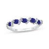 Thumbnail Image 1 of Oval-Cut Natural Blue Sapphire & Diamond Twist Ring 1/6 ct tw 10K White Gold