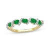 Thumbnail Image 1 of Oval-Cut Natural Emerald & Diamond Twist Ring 1/6 ct tw 10K Yellow Gold