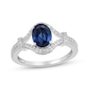 Thumbnail Image 1 of Oval-Cut Blue Lab-Created Sapphire & White Lab-Created Sapphire Ring Sterling Silver