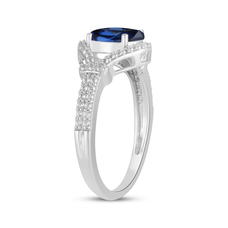 Main Image 2 of Oval-Cut Blue Lab-Created Sapphire & White Lab-Created Sapphire Ring Sterling Silver