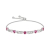 Thumbnail Image 1 of Heart-Shaped Lab-Created Ruby & White Lab-Created Sapphire Infinity Bolo Bracelet Sterling Silver