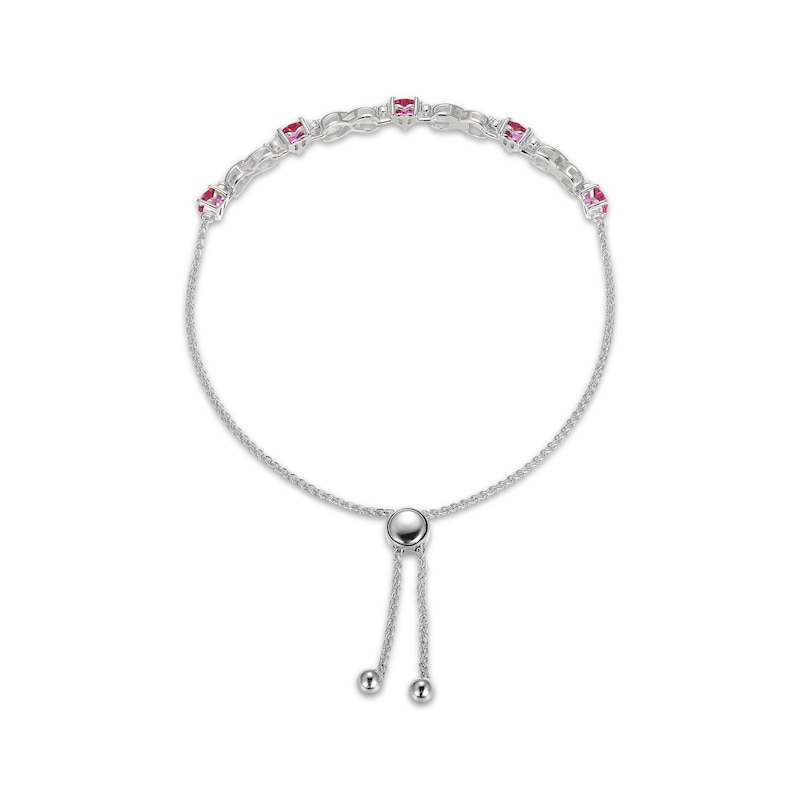 Main Image 2 of Heart-Shaped Lab-Created Ruby & White Lab-Created Sapphire Infinity Bolo Bracelet Sterling Silver