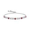 Thumbnail Image 1 of Lab-Created Ruby & White Lab-Created Sapphire Infinity Bolo Bracelet Sterling Silver