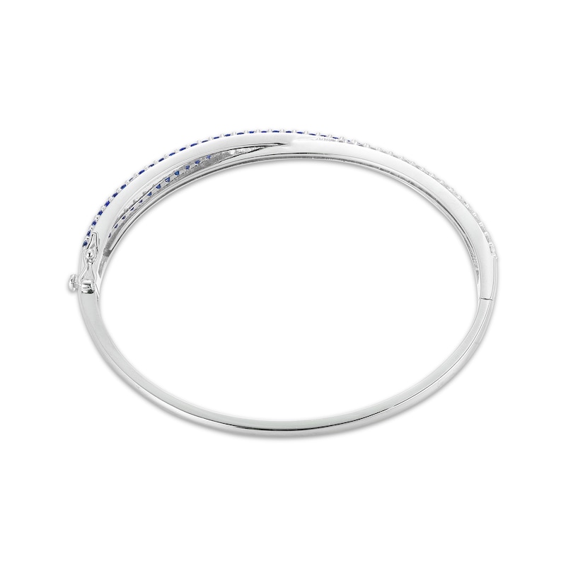 Main Image 3 of Blue & White Lab-Created Sapphire Crossover Bangle Sterling Silver