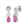 Thumbnail Image 0 of Pear-Shaped Pink Lab-Created Sapphire & White Lab-Created Sapphire Ribbon Dangle Earrings Sterling Silver