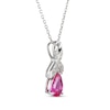 Thumbnail Image 2 of Pear-Shaped Pink Lab-Created Sapphire & White Lab-Created Sapphire Ribbon Necklace Sterling Silver 18&quot;