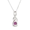 Thumbnail Image 3 of Pear-Shaped Pink Lab-Created Sapphire & White Lab-Created Sapphire Ribbon Necklace Sterling Silver 18&quot;