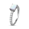 Thumbnail Image 2 of Emerald-Cut Lab-Created Opal & White Lab-Created Sapphire Ring Sterling Silver