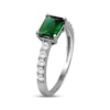 Thumbnail Image 1 of Emerald-Cut Lab-Created Emerald & White Lab-Created Sapphire Ring Sterling Silver