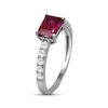 Thumbnail Image 1 of Emerald-Cut Lab-Created Ruby & White Lab-Created Sapphire Ring Sterling Silver