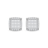 Thumbnail Image 1 of Princess & Round-Cut Multi-Diamond Cushion Stud Earrings 1/2 ct tw 10K White Gold