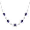 Thumbnail Image 1 of Oval-Cut Blue & White Lab-Created Sapphire Necklace Sterling Silver 18&quot;