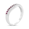 Thumbnail Image 2 of Lab-Created Ruby & White Lab-Created Sapphire Two-Row Curve Ring Sterling Silver